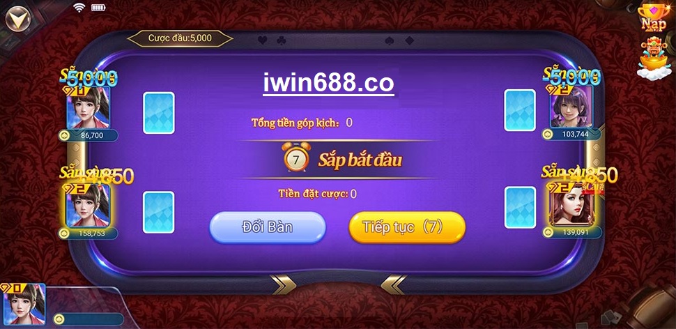 Phòng chơi ba cây tại IWIN888